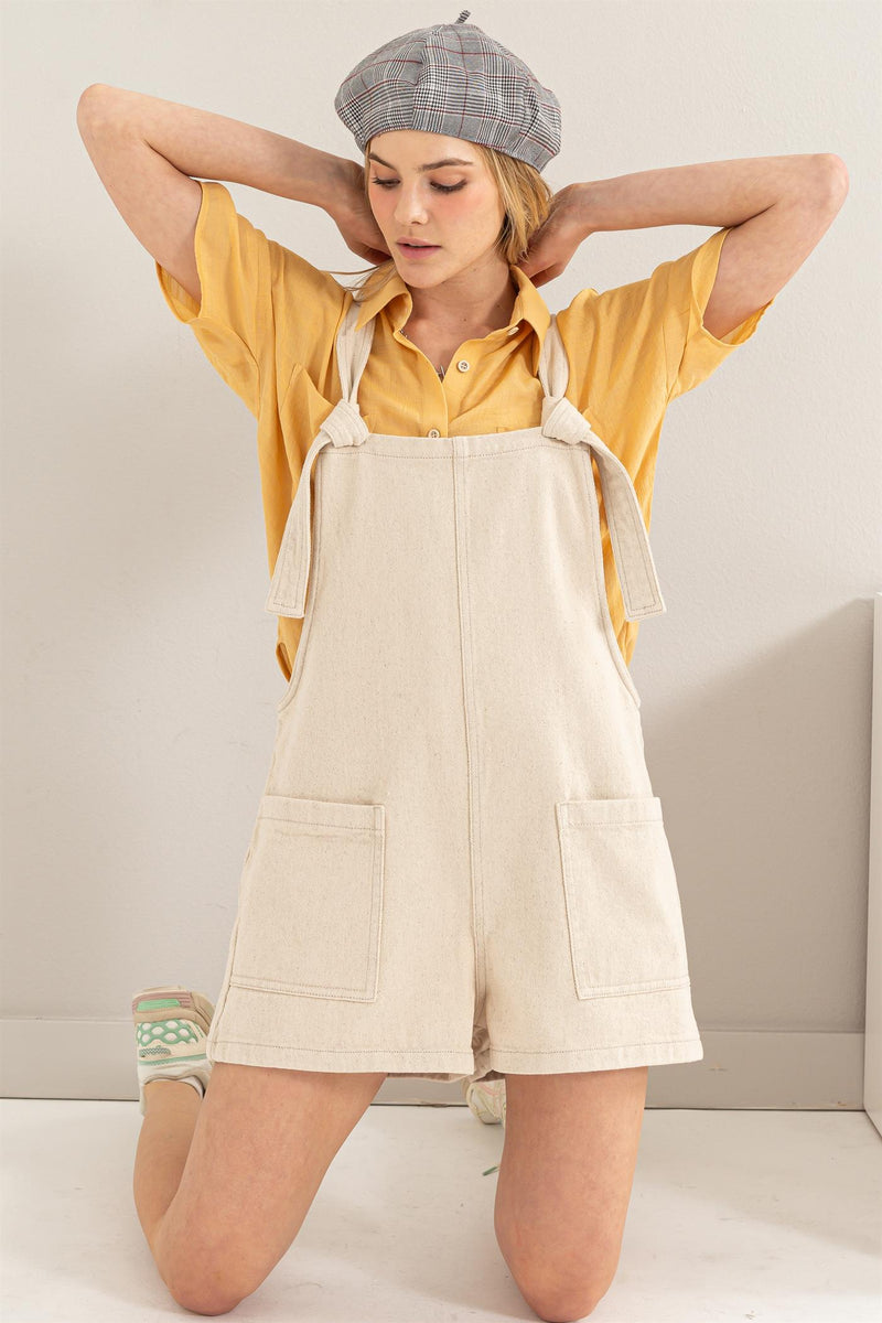 HF24C492-D-WASHED COTTON TWILL OVERALL SHORTS